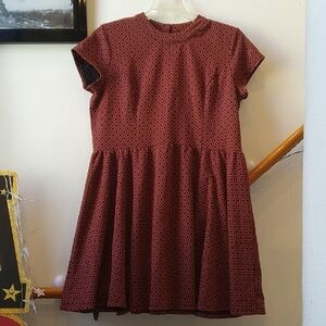 Xhilaration Rust Patterned Baby Doll Style Dress